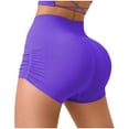 thumbnail image 1 of USNSM Women's Stretch Yoga Shorts High Waist Tight Hip Lifting Workout Shorts Solid Color Cotton Soft Jogging Shorts Blue S, 1 of 3