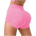 thumbnail image 1 of USNSM Women's Stretch Yoga Shorts High Waist Tight Hip Lifting Workout Shorts Solid Color Cotton Soft Jogging Shorts Pink S, 1 of 3