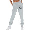 thumbnail image 1 of USNSM Women's Sweatpants Funny Heart Print Cinch Bottom Elastic Trousers Athletic Joggers Baggy Trousers with Pockets Gray L, 1 of 4