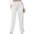 thumbnail image 1 of USNSM Women's Sweatpants High Waisted Solid Color Cinch Bottom Lounge Pants Stylish Aesthetic Active Joggers Straight Pants White XL, 1 of 7
