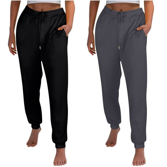 USNSM Women's Two Piece Sweatpants Length Pockets Pants Casual Workout Athletic Joggers Drawstring Waist Sweat Pants Black#04 S