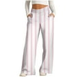 thumbnail image 1 of USNSM Women's Wide Leg Pajama Pants Baggy Striped Print Loose Lounge Pants Elastic Waist Casual Trousers with Pockets Pink XXXL, 1 of 4