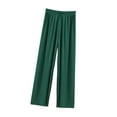 thumbnail image 1 of USNSM Women's Wide Leg Pajama Pants Satin Silk Casual Loose Trousers Solid Color Elastic Waist Lounge Pants Pj Bottoms Green XL, 1 of 2