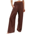 thumbnail image 1 of USNSM Women's Wide Leg Yoga Trousers Fashion Comfy Loose Fit Palazzo Pants Lounge Breathable Jogger Straight Trousers Brown L, 1 of 4