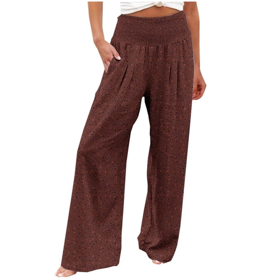 USNSM Women's Wide Leg Yoga Trousers Fashion Comfy Loose Fit Palazzo Pants Lounge Breathable Jogger Straight Trousers Brown XXL