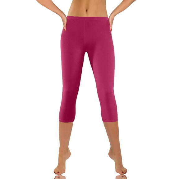 USNSM Workout Pants for Women Gym Yoga Capris Pants Tummy Control Plus Size Leggings Casual Running Athletic Pants Hot Pink L