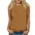 thumbnail image 1 of USNSM Workout Tank Tops for Women Summer Sleeveless Round Neck Plain Tees Shirt Loose Fit Basic Tunic Shirts Soft Cotton Blouse Khaki L, 1 of 5
