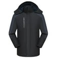 thumbnail image 1 of USNSM (XL-5XL) Men's Fleece Lined Solid Patchwork Zipper Cold-Weather Outdoor Windbreaker Hooded Hiking Jacket Outwear Winter Warm Coat Jacket Black XXL, 1 of 3