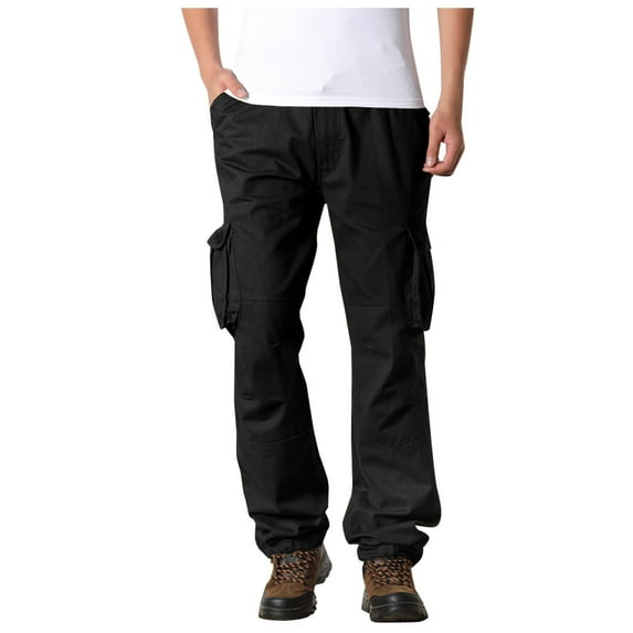USNSM (XS-6XL) Big and Tall Men's Cargo Pants Tactical Pant Ripstop Lightweight Cotton Stretch Outdoor Pants Work Hiking Pants Black M