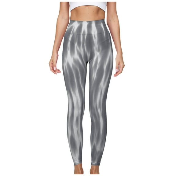 USNSM Yoga Pants for Women Slim Fit Pants Skinny Stretchy Casual Pants Elastic Waist Print Workout Long Pants Leggings Gray S
