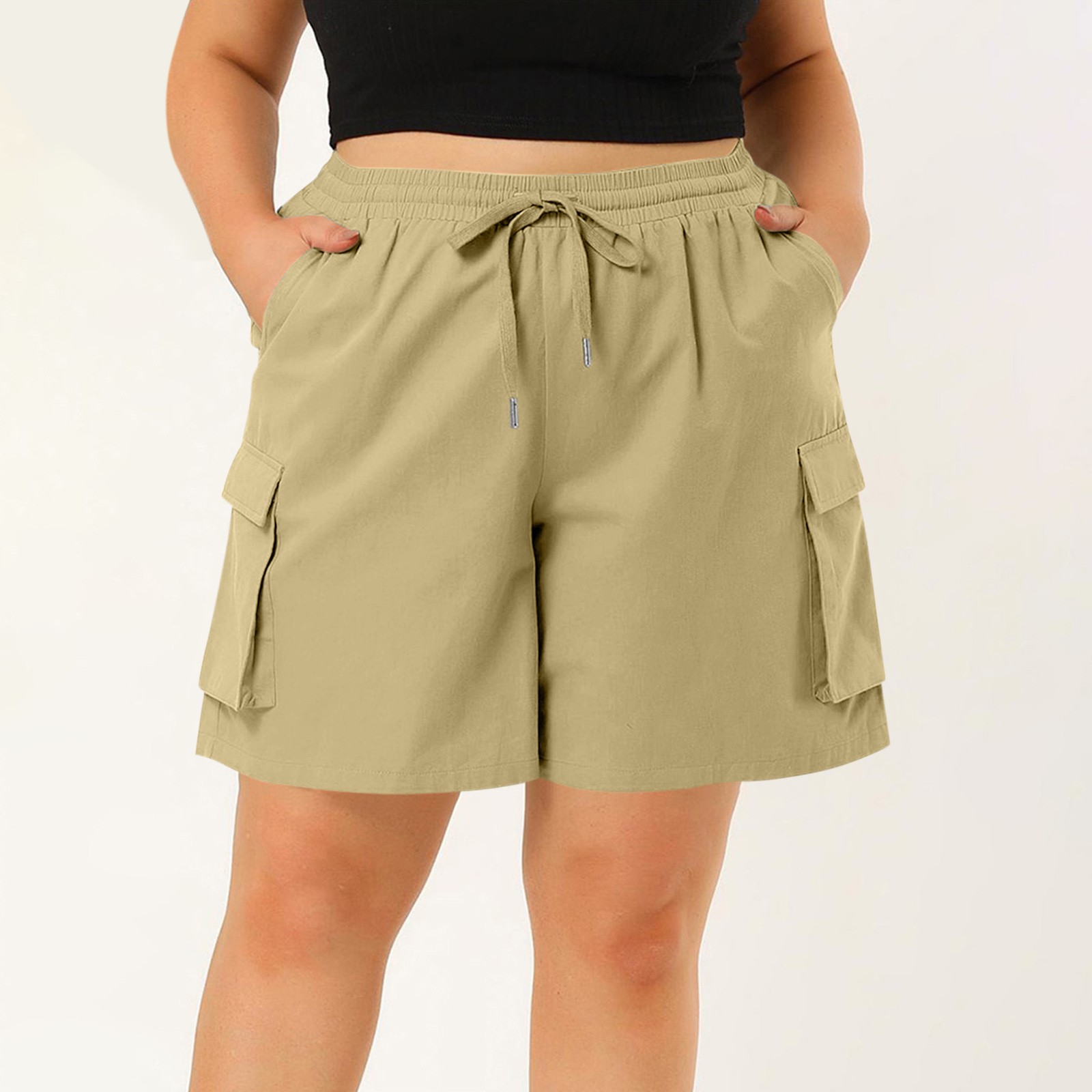 USOCUTE Plus Size Shorts Women Loose Casual Cargo Shorts Outdoor Hiking