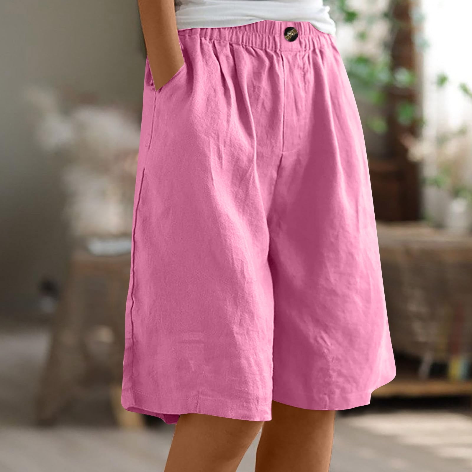 ハーフ・ショートパンツ No.1296 one cotton bermuda SHORTS (3color) USOCUTE Womens Wide Leg Cotton Linen Bermuda Shorts with