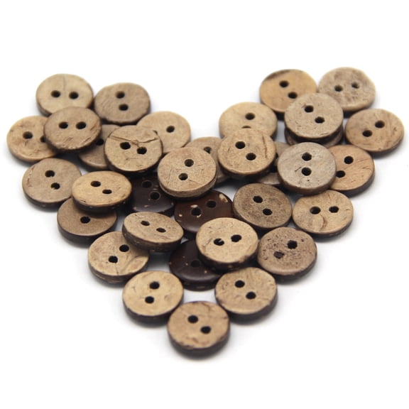 USOSOU 100pcs 10mm(0.394inch) Brown Natural Coconut Shell Buttons, 2 Holes Eco-Friendly Wooden Buttons for Clothes, Children Scrapbooking, Baby Sewing Decorations, DIY Crafts