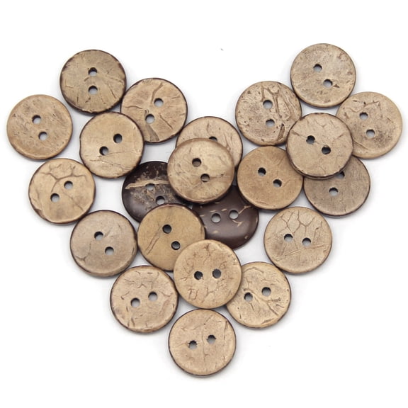 USOSOU 100pcs 15mm(0.59inch) Brown Natural Coconut Shell Buttons, 2 Holes Eco-friendly Wooden Buttons for Sewing, Children Handmade Scrapbooking, Baby Clothes, DIY Crafts
