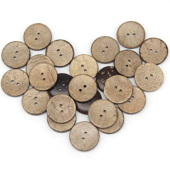 USOSOU 100pcs 25mm(0.984inch) Brown Natural Coconut Shell Buttons, 2 Holes Eco-friendly Wooden Buttons For Sewing, Children Handmade Scrapbooking, Baby Clothes, DIY Crafts