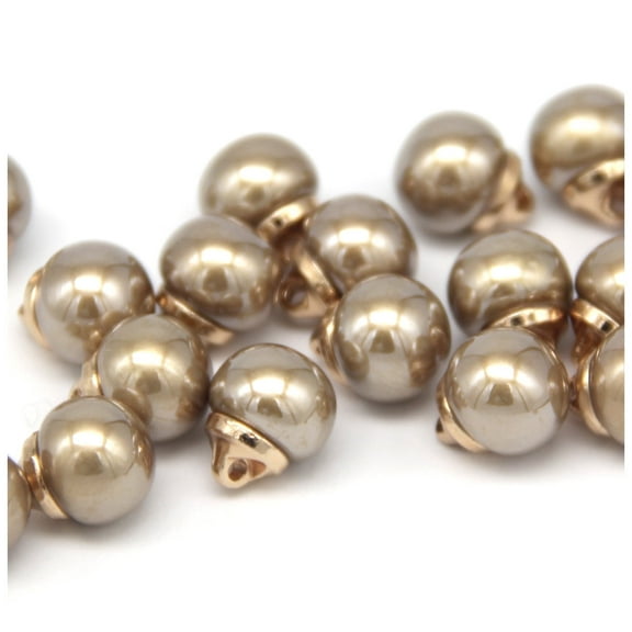 USOSOU 10mm Round Beige Faux Pearl Buttons with Gold Metal Shank, for Clothes, Shirts, Skirts, Wedding Dresses, DIY Crafts, Handmade Sewing Accessories(20pcs 10mm(0.394inch))
