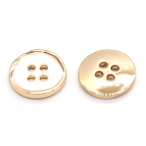 USOSOU 11mm 4 Holes Gold Metal Shirt Buttons, Small Round Gold White Button For Sewing, Kids Women Blouse, Top, Cuff, Collar, Dress, Vintage Handmade Decorations, DIY Crafts (20pcs 11mm(0.43inch))