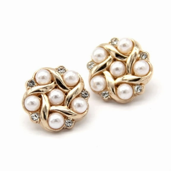 USOSOU 12mm 20pcs(0.49inch) Vintage Flower Shirt Blouse Gold Metal Pearl Buttons for Clothes Fancy Buttons Handmade Decorative DIY Crafts Wholesale(Golden)