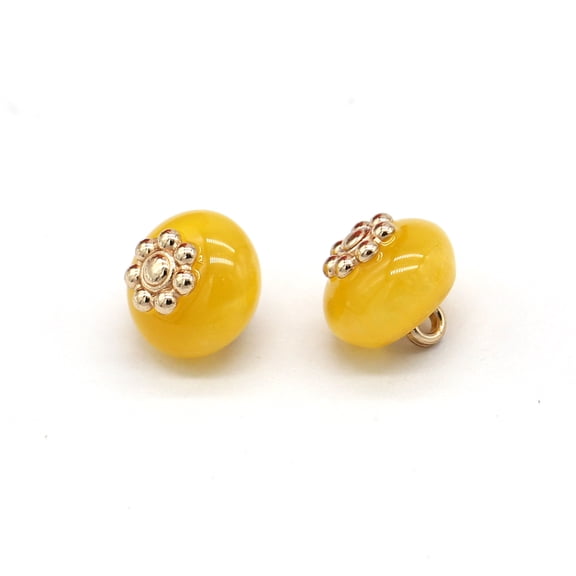 USOSOU 20Pcs 10mm Colorful Flower Pattern Pearl Buttons for Clothing, Vintage Women Shirt, Skirts, Blouse, DIY Crafts, Handmade Decorations, Sewing Accessories(Yellow)