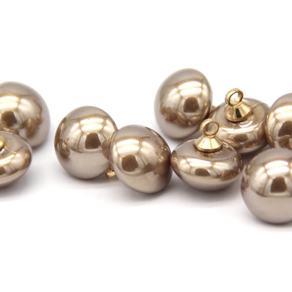 USOSOU 20Pcs 10mm High Light Mushroom Pearl Buttons, with Metal Shank, for Garment,Women Shirt, Silk Dress, Sewing Crafts(Beige)