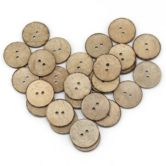 USOSOU 50pcs 30mm(1.18inch) Brown Natural Coconut Shell Buttons, 2 Holes Eco-friendly Wooden Buttons For Sewing, Children Handmade Scrapbooking, Baby Clothes, DIY Crafts, Large Decorations