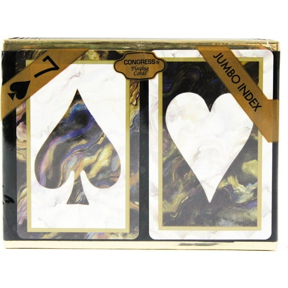 Congress Black Marble Jumbo Index Playing Cards (Pack of 2), Assorted