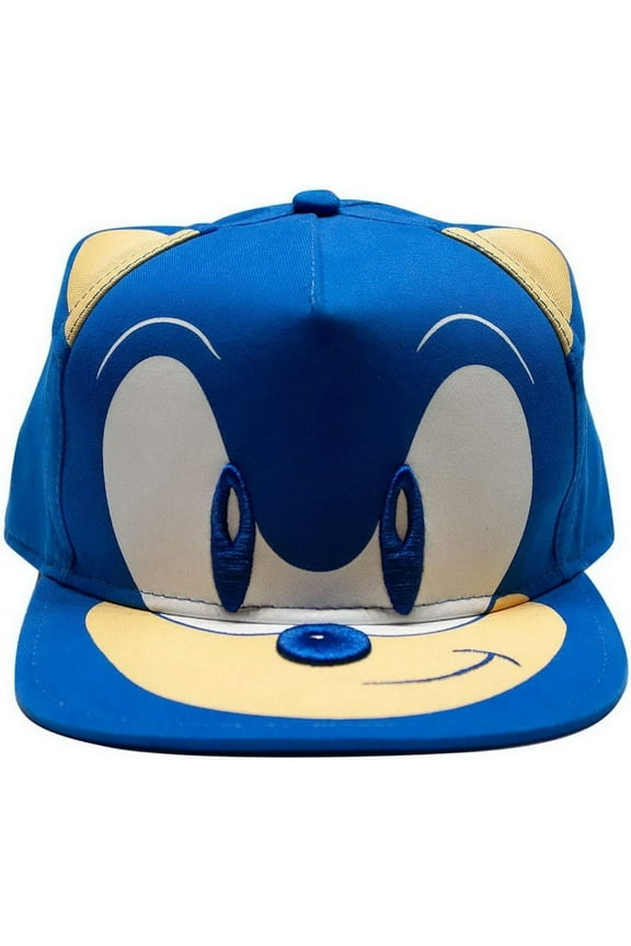 USP-73839-C Sonic The Hedgehog Embroidered Face Snapback Hat, One Size