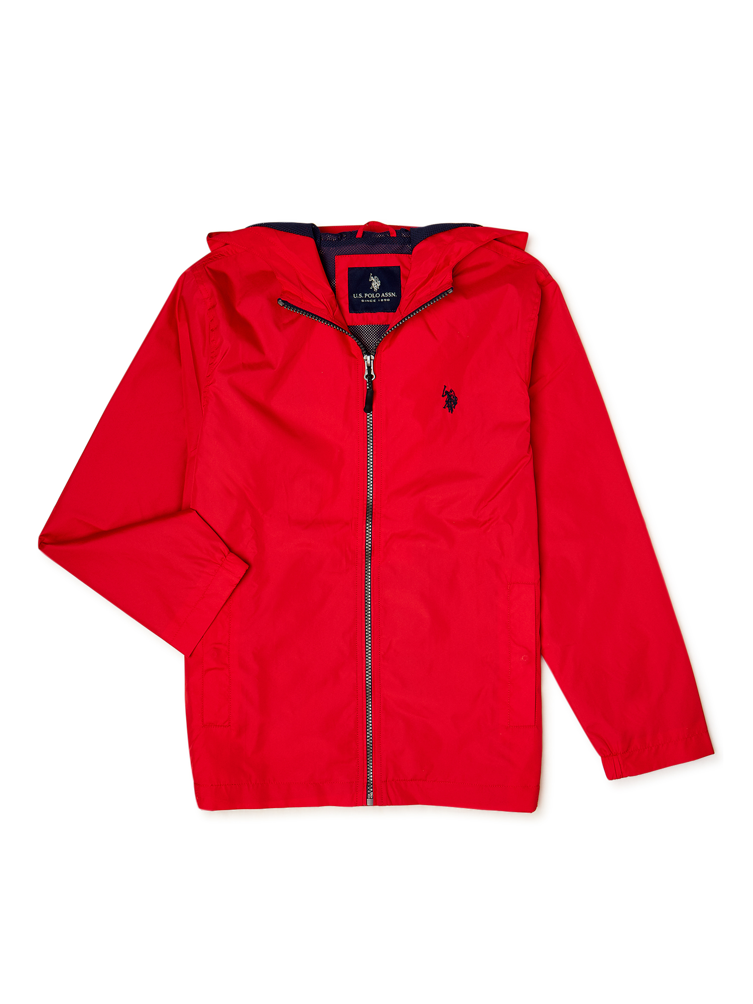 USPA Boys Classic Full Zip Hooded Windbreaker Jacket with Pockets and Contrast Hood Lining Sizes 4 16 Walmart