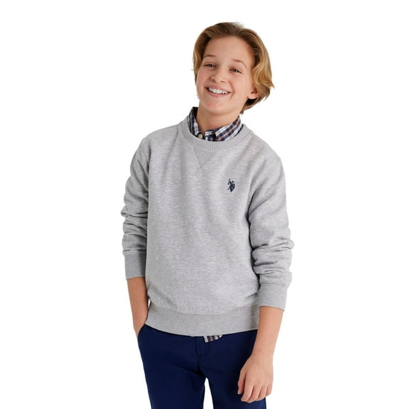 U.S. Polo Assn. Boys Fleece Crew Neck Pullover Sweatshirt, Sizes 4-18