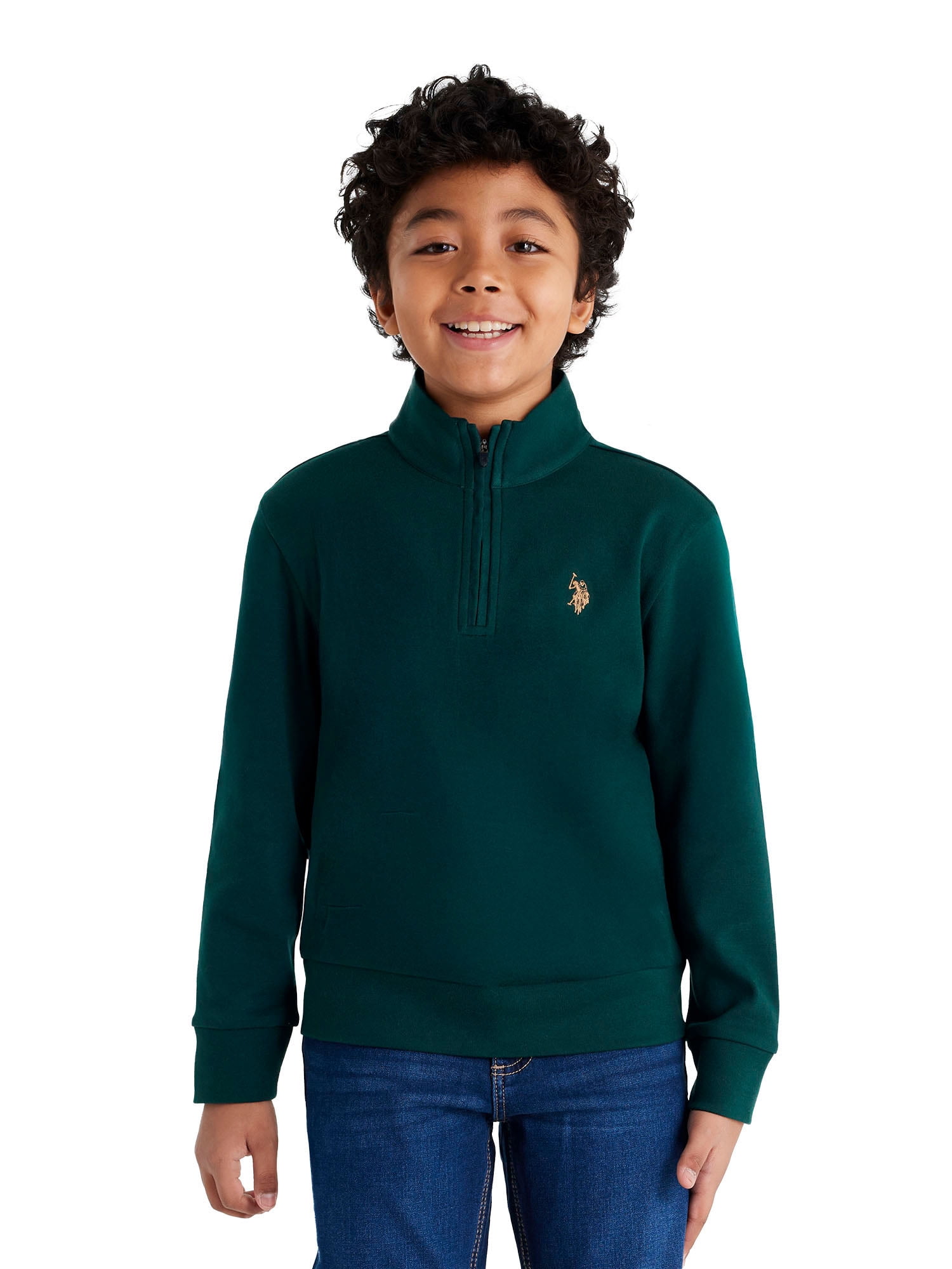 U.S. Polo Assn. Boys Interlock Quarter Zip, Sizes 4-18