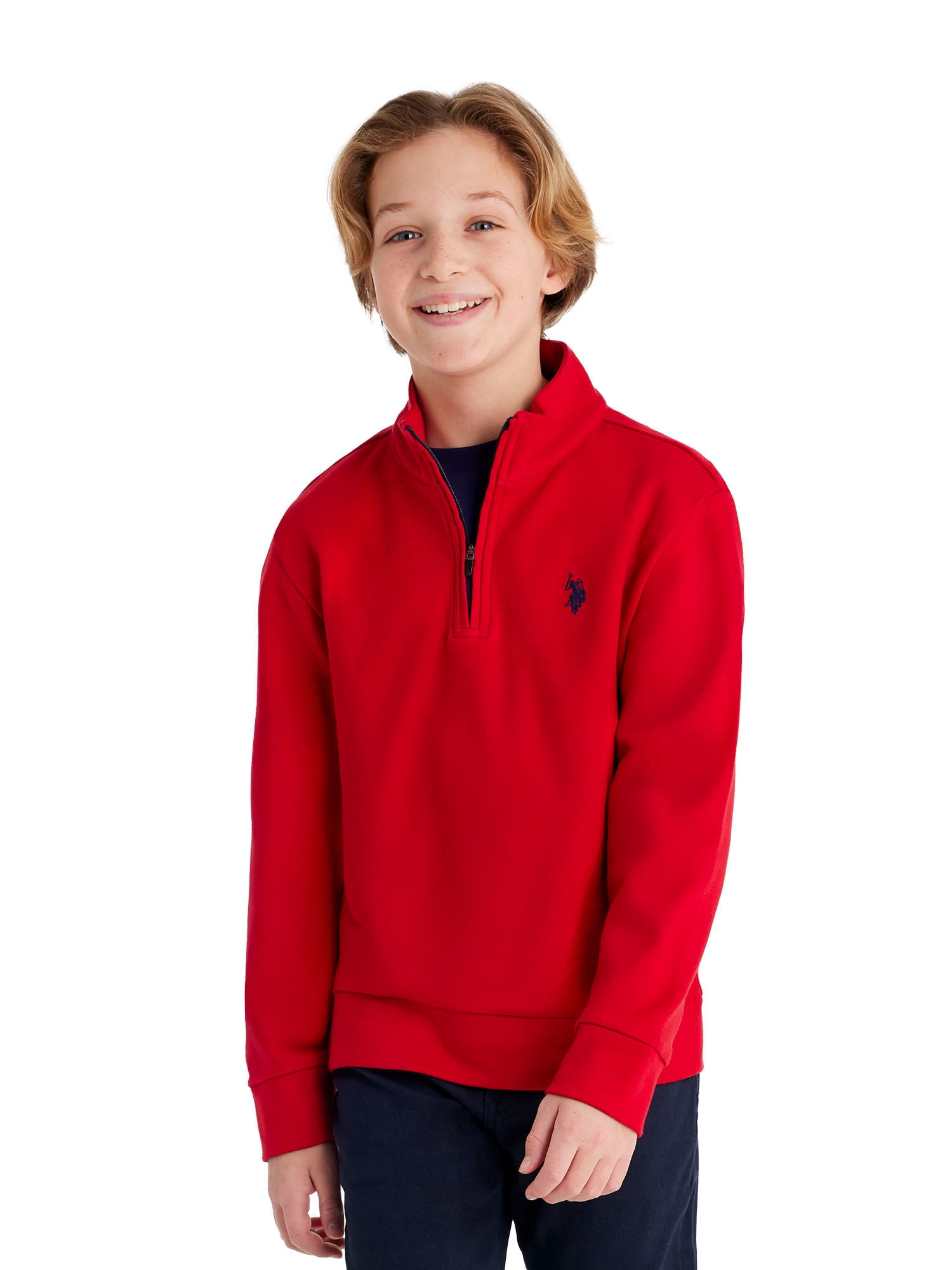 U.S. Polo Assn. Boys Interlock Quarter Zip, Sizes 4-18