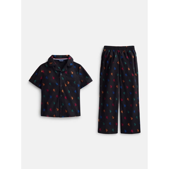 U.S. Polo Assn. Boys Short Sleeve Point Collar Top and Pants Pajama Set, 2-Piece, Sizes XS-XXL