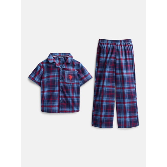 U.S. Polo Assn. Boys Short Sleeve Point Collar Top and Pants Pajama Set, 2-Piece, Sizes XS-XXL
