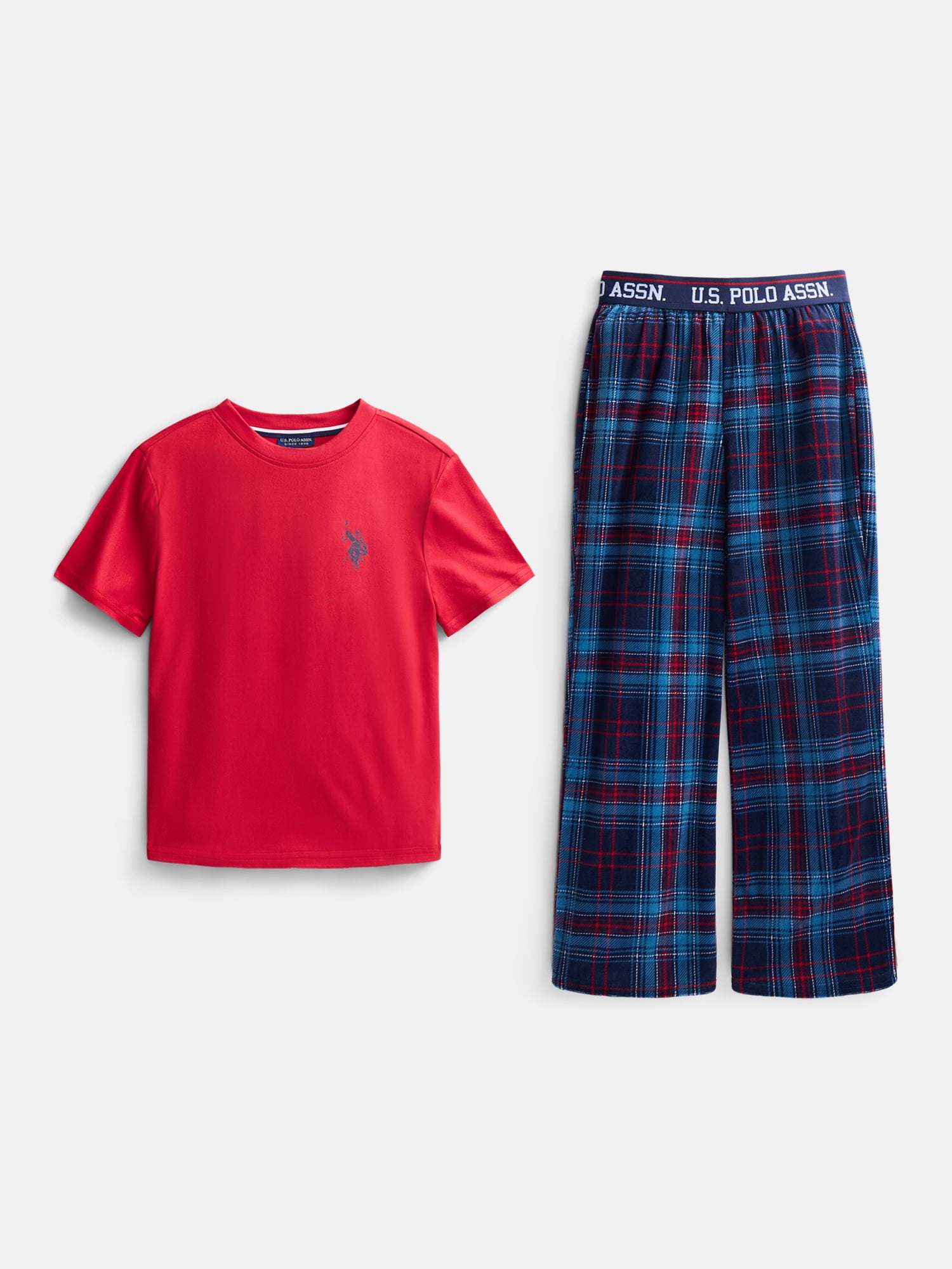 U.S. Polo Assn. Boys Short Sleeve Top and Pants Pajama Set, 2 Piece, Sizes XS-XXL