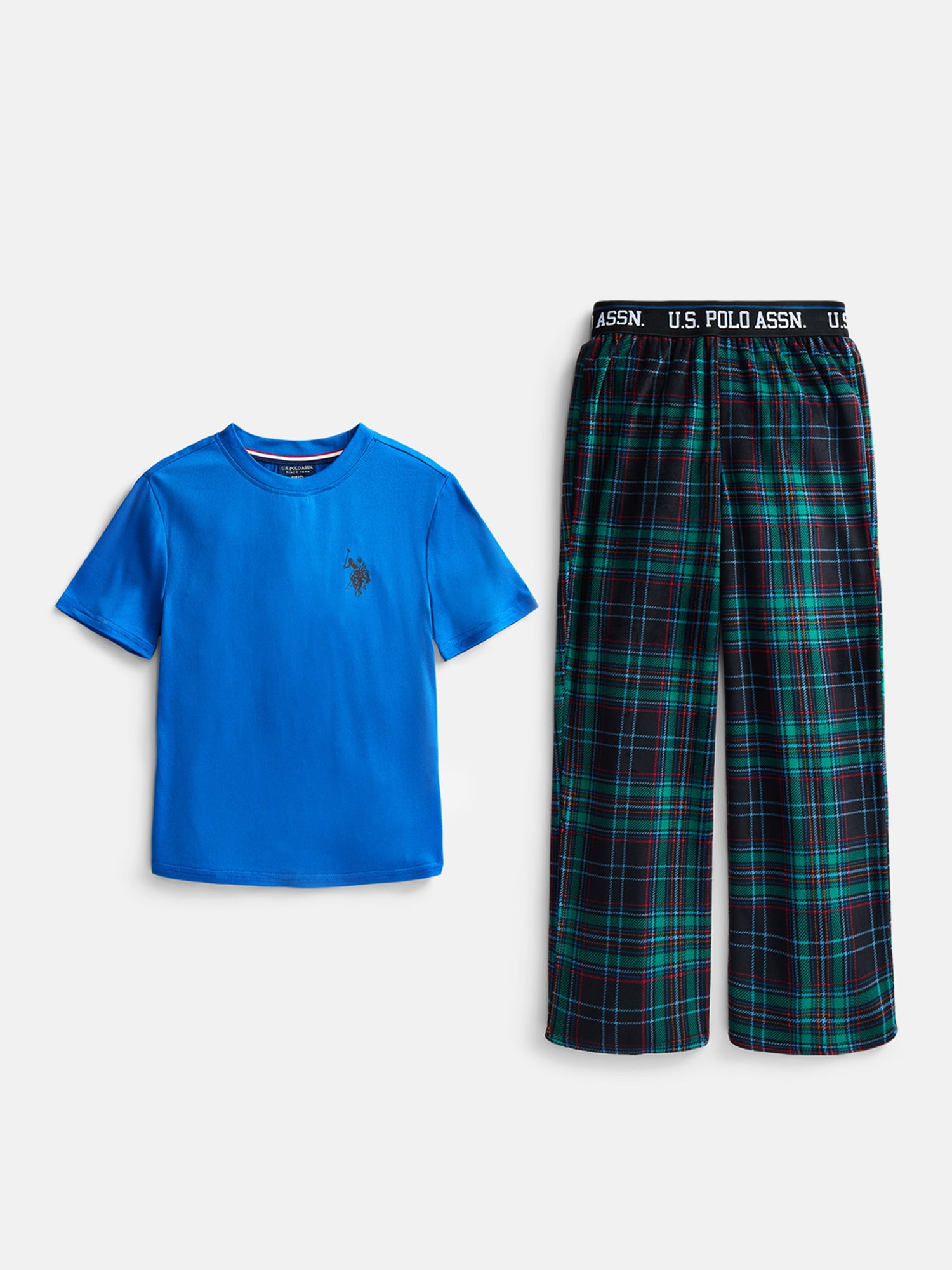 U.S. Polo Assn. Boys Short Sleeve Top and Pants Pajama Set, 2 Piece, Sizes XS-XXL