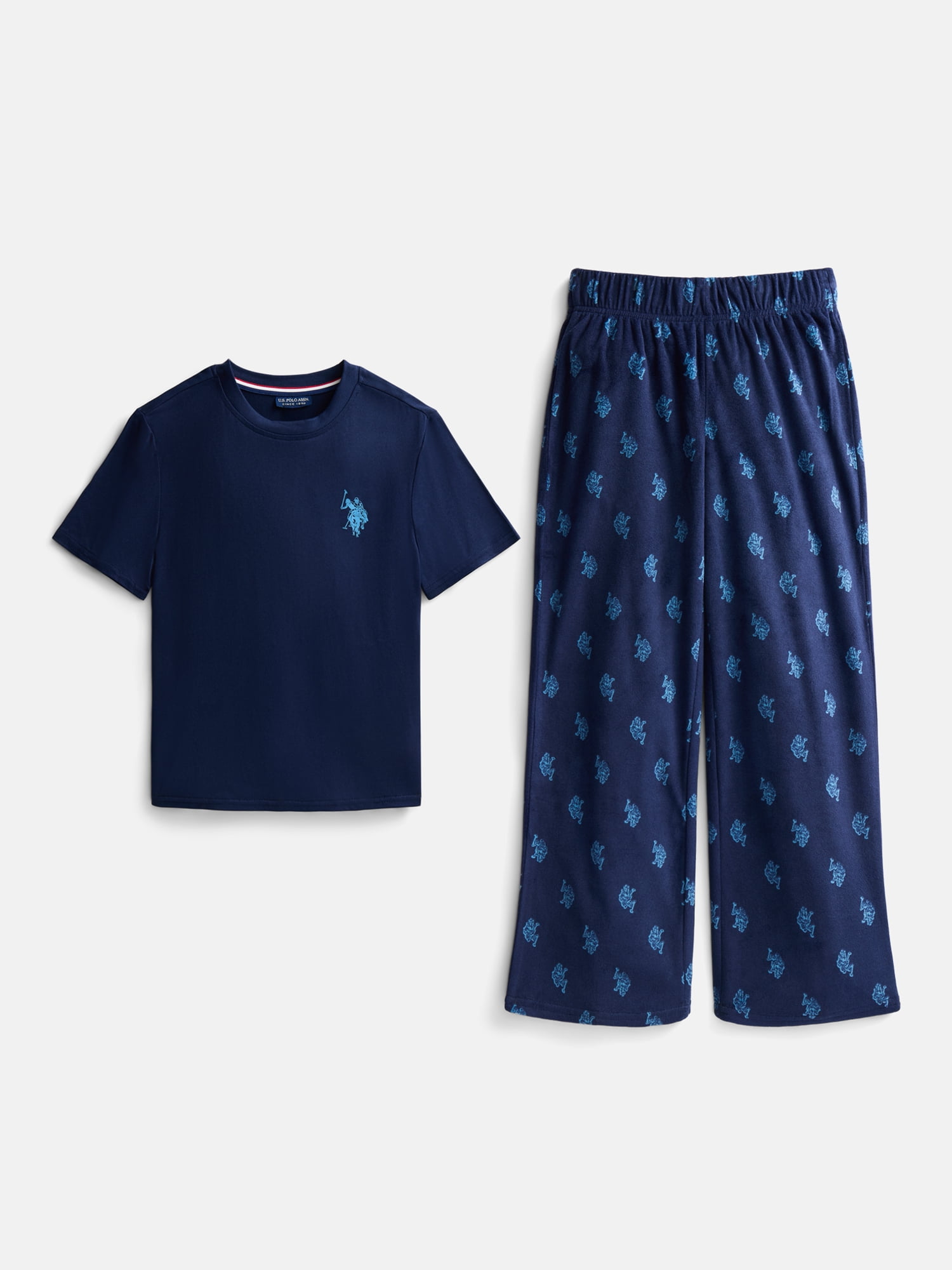 U.S. Polo Assn. Boys Short Sleeve Top and Pants Pajama Set, 2 Piece, Sizes XS-XXL