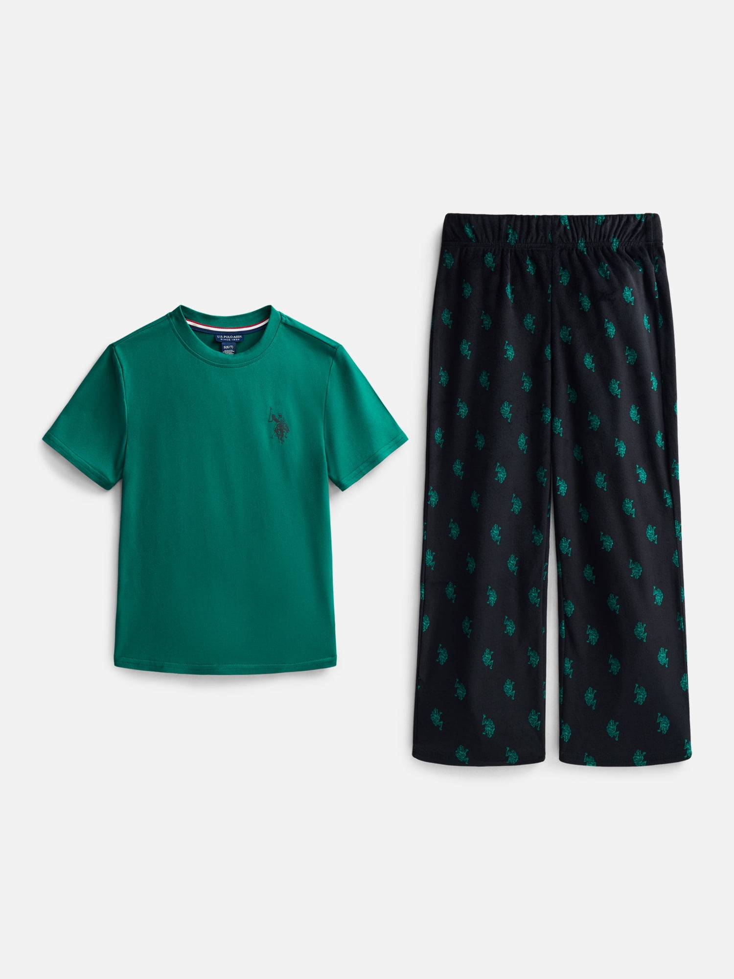 U.S. Polo Assn. Boys Short Sleeve Long Pant Pajama Set, 2-Piece, Sizes XS-XXL