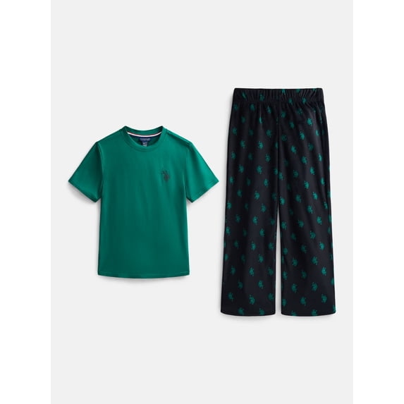 U.S. Polo Assn. Boys Short Sleeve Top and Pants Pajama Set, 2 Piece, Sizes XS-XXL