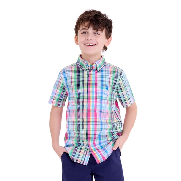 U.S. Polo Assn. Short Sleeve Button-Up Shirt for Boys, Sizes 4-18