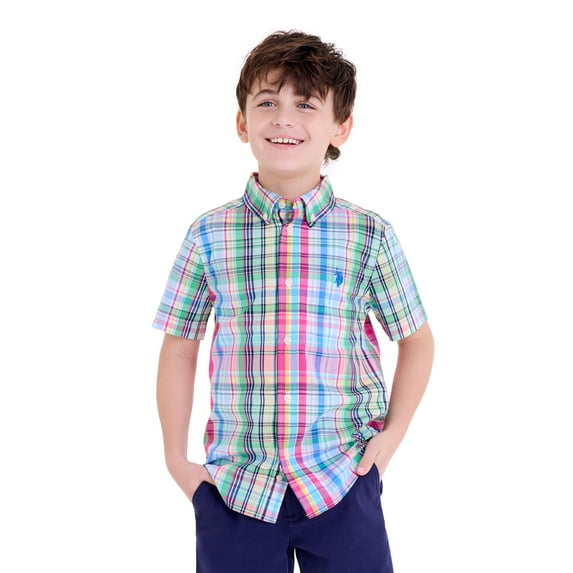 U.S. Polo Assn. Short Sleeve Button-Up Shirt for Boys, Sizes 4-18