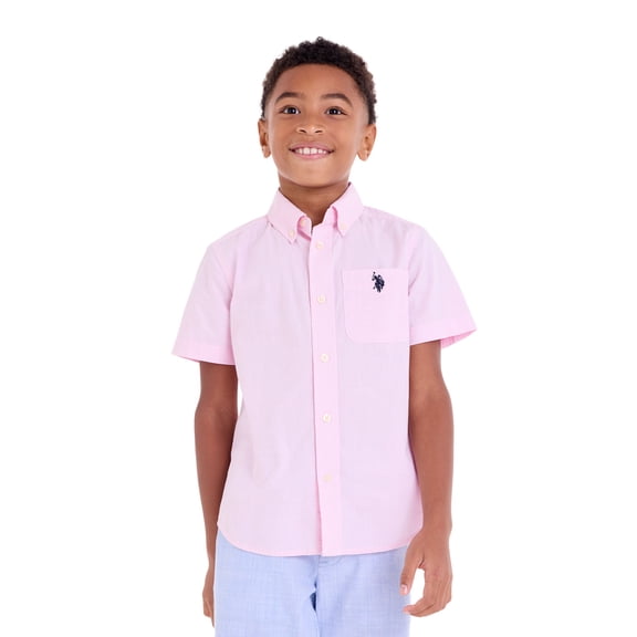U.S. Polo Assn. Short Sleeve Button-Up Shirt for Boys, Sizes 4-18