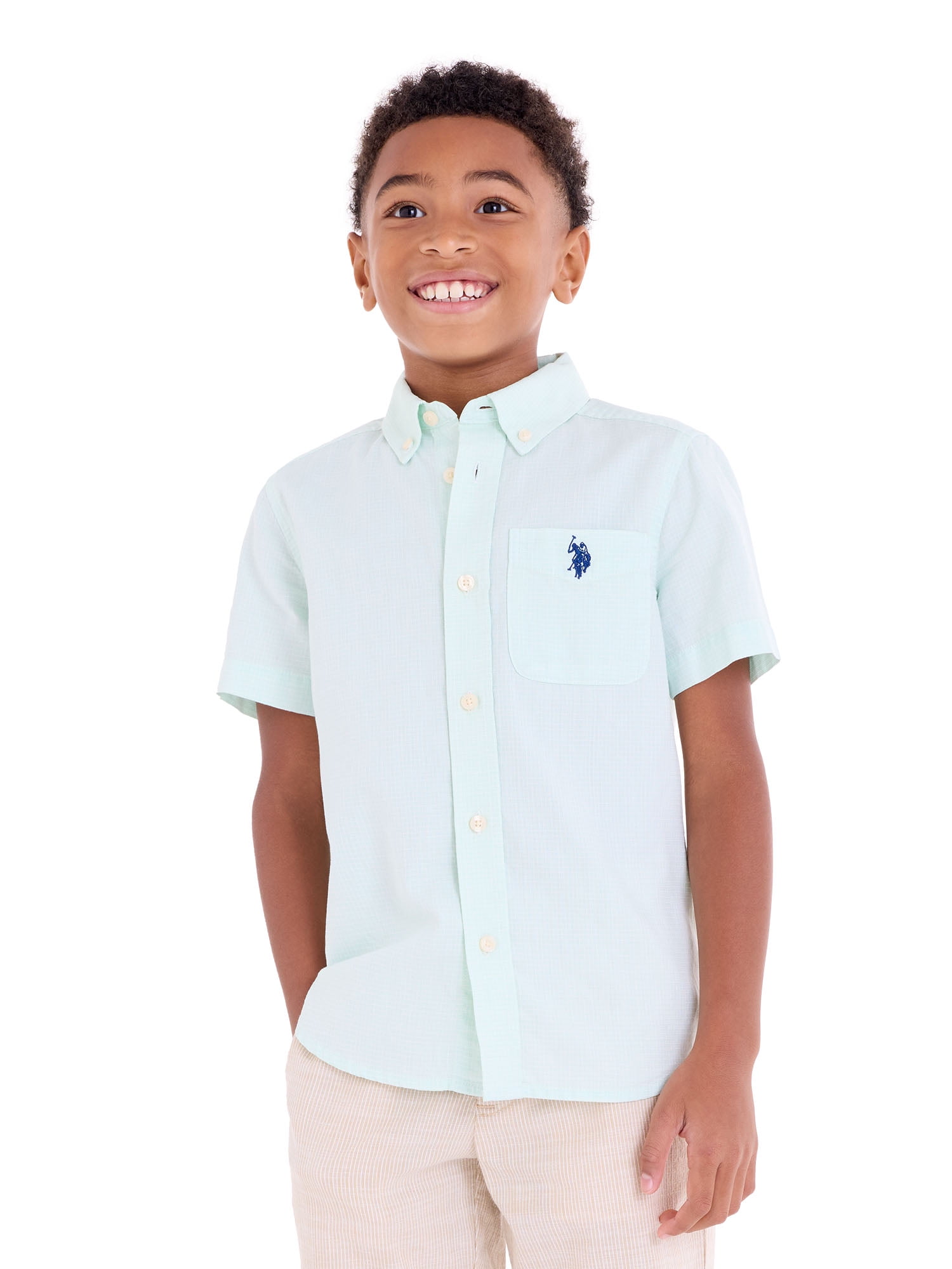 U.S. Polo Assn. Short Sleeve Button-Up Shirt for Boys, Sizes 4-18