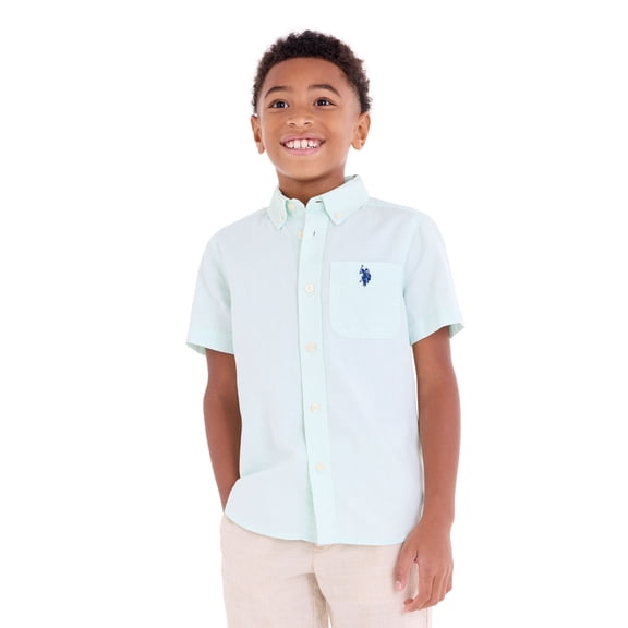 U.S. Polo Assn. Short Sleeve Button-Up Shirt for Boys, Sizes 4-18