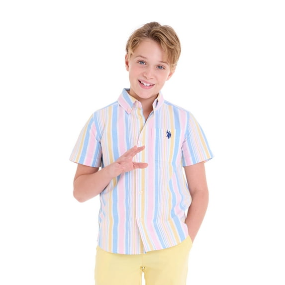 U.S. Polo Assn. Short Sleeve Button-Up Shirt for Boys, Sizes 4-18