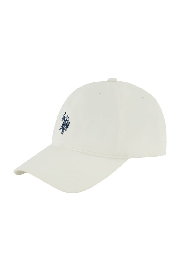 Womens U.S. Polo Assn. Double Horseman Cotton Twill "Dad" Cap, White, One Size Fits Most