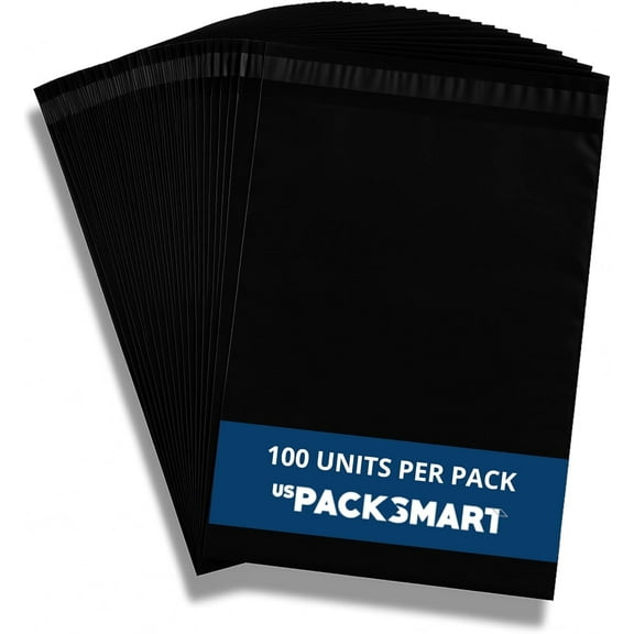 USPACKSMART Black Poly Mailers, 12x15", Opaque, 100-Pack Mailing Envelopes