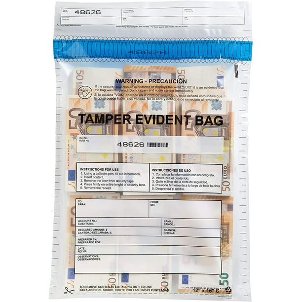 USPACKSMART Deposit Bags with Security Tape Tamper Evident 100 Pack Plastic Clear for Bank Deposits and Cash Handling 9 x12 Ref 810 00 Walmart Business Supplies