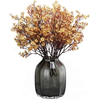 USPEED 10PCS Fake Flowers Babys Breath Silk Artificial Flowers Gypsophila Bouquets Bulk Real Touch Fall Stems for Fall Thanksgiving Autumn DIY Floral Arrangement Table Centerpieces - Gold