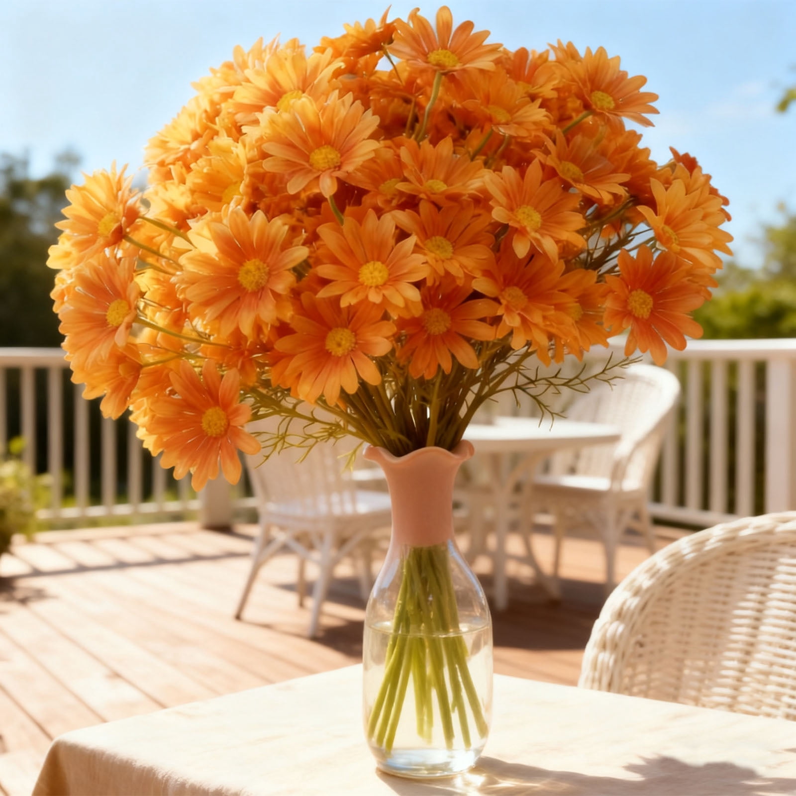 USPEED 12 Bundles Artificial Daisy Flowers UV Resistant Outdoor Fake ...
