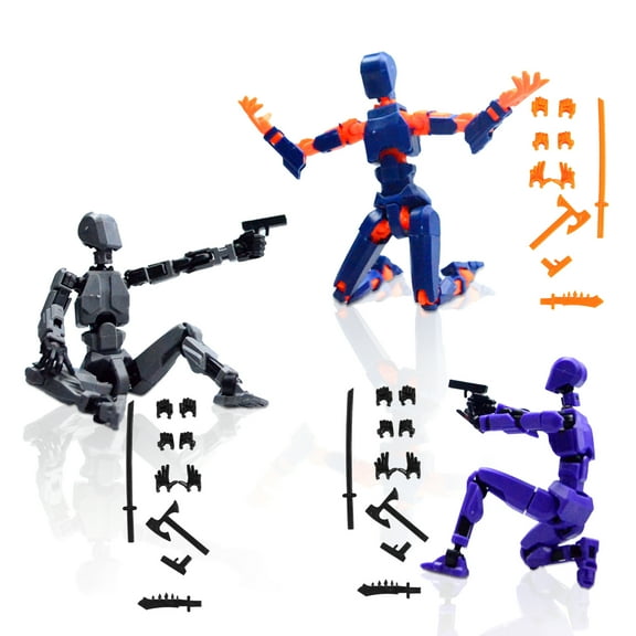 USPEED 3PCS Assembly Completed T13 Action Figure,3D Printed Multi-Jointed Movable Lucky 13 Action Figures,Multi-Articular Dummy 13 Action Figures,Desktop Decorations Toys